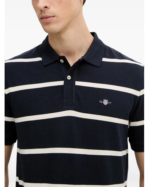 Gant Blue Striped Short-Sleeve Polo Shirt for men