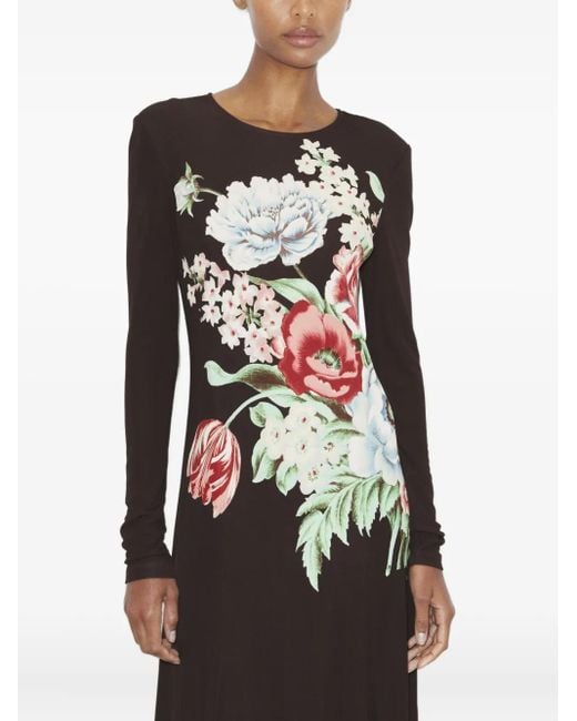 Tory Burch Black Printed Jersey Midi Dress