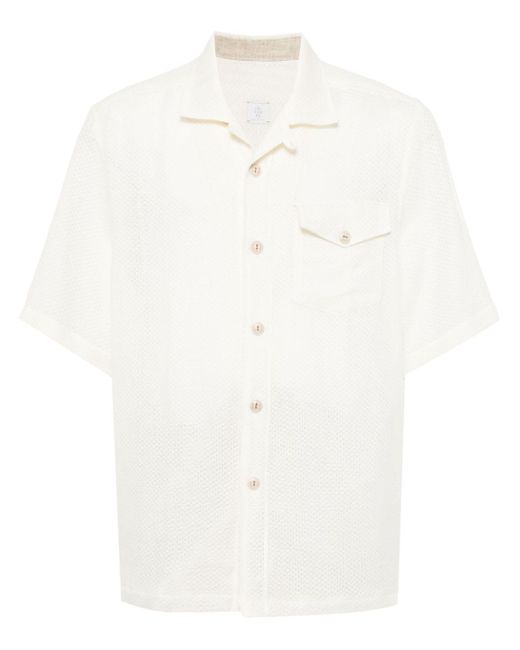 Eleventy Kurzärmeliges Hemd aus Pointelle-Strick in White für Herren