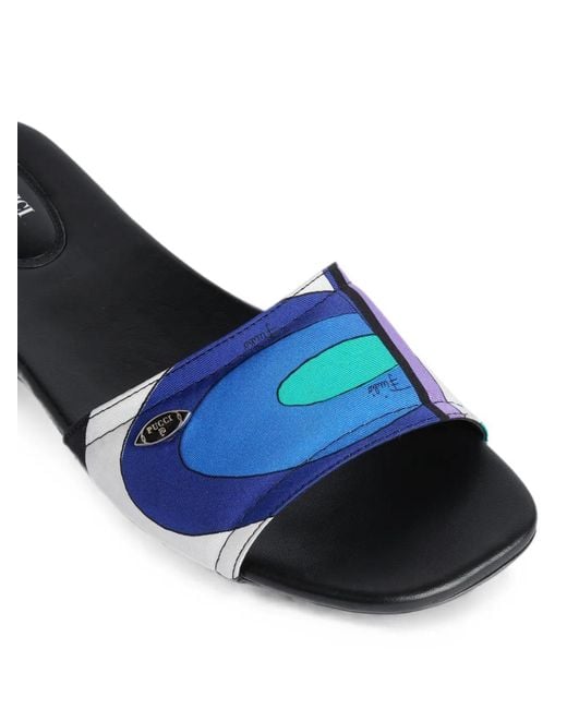 Emilio Pucci Blue Iride-Print Slides