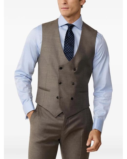 Hackett Gray Double-Breasted Waistcoat for men