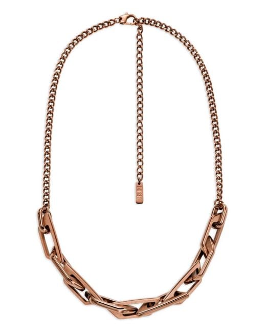 DIESEL White Dx1646200 Interlocking Logo Chain Necklace