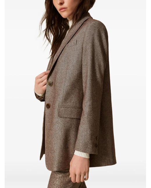 Twinset Brown Lurex Tweed Blazer