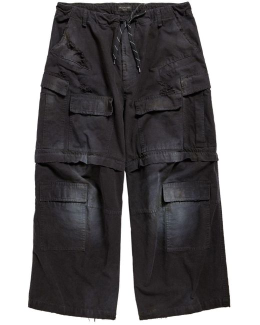 Balenciaga Black Large Cargo Faded Cotton Trousers