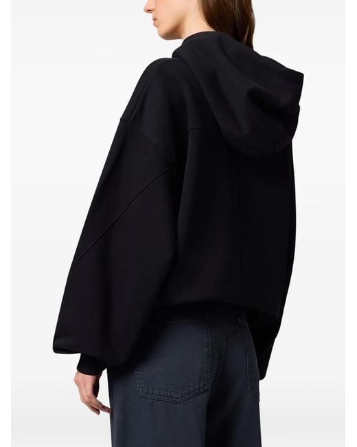 MSGM Black Logo-Patch Oversized Hoodie