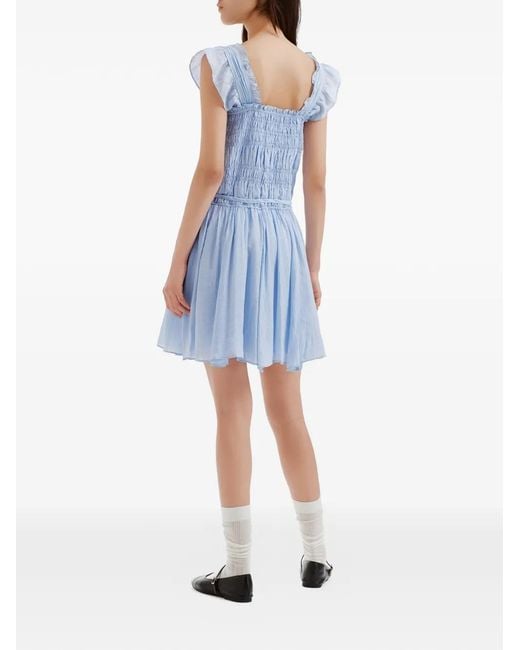 B+ AB Blue Ruffled-Sleeve Mini Dress