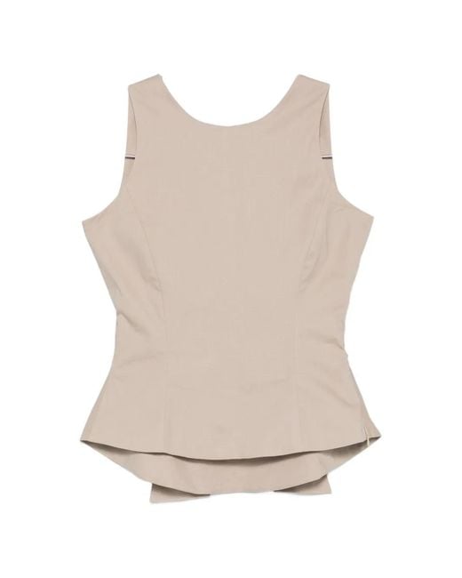 MOUTAKI Natural Bow-Detail Peplum Blouse
