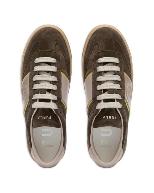 Furla Brown Enjoy Suede Logo Sneakers