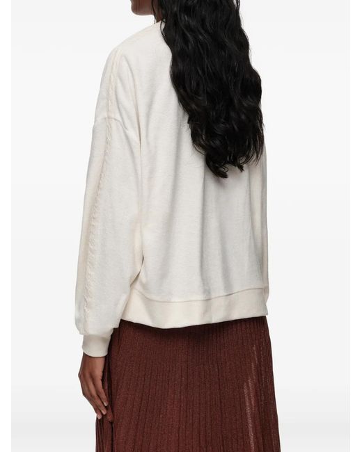 Bimba Y Lola White Toweling V-Neck Sweatshirt