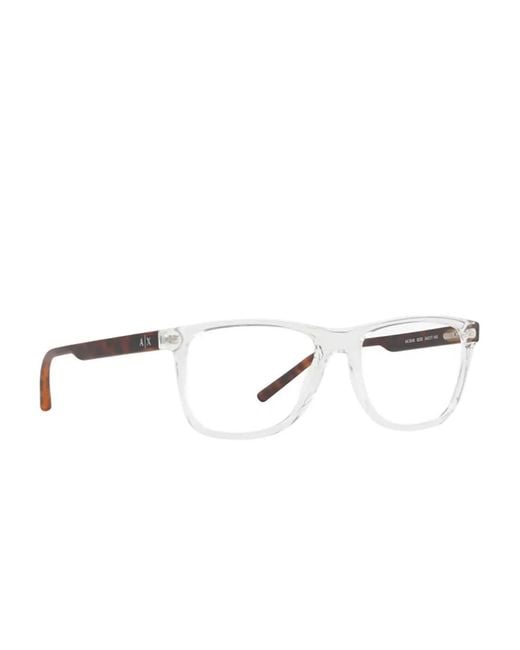 ARMANI EXCHANGE White Ax3048 Rectangle-Frame Glasses for men