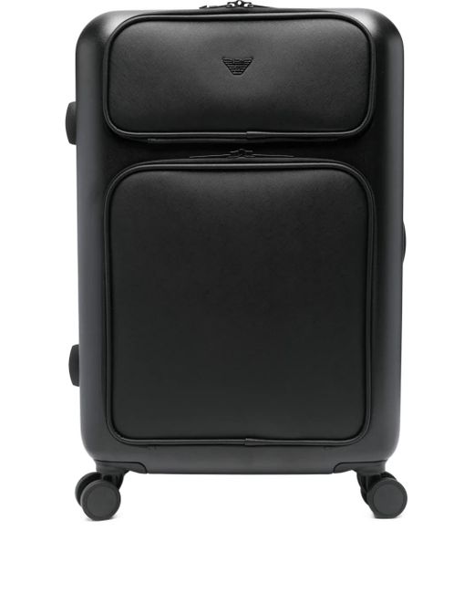 Emporio Armani Black Logo-Embossed Wheeled Holdall for men