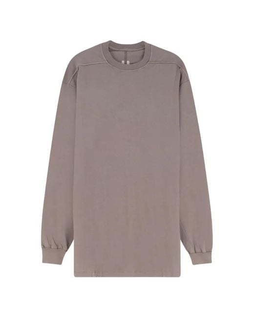 Rick Owens Gray Long-Sleeves Crew-Neck Sweater for men