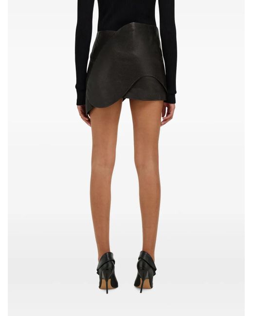 Ferragamo Black Leather Mini Skirt