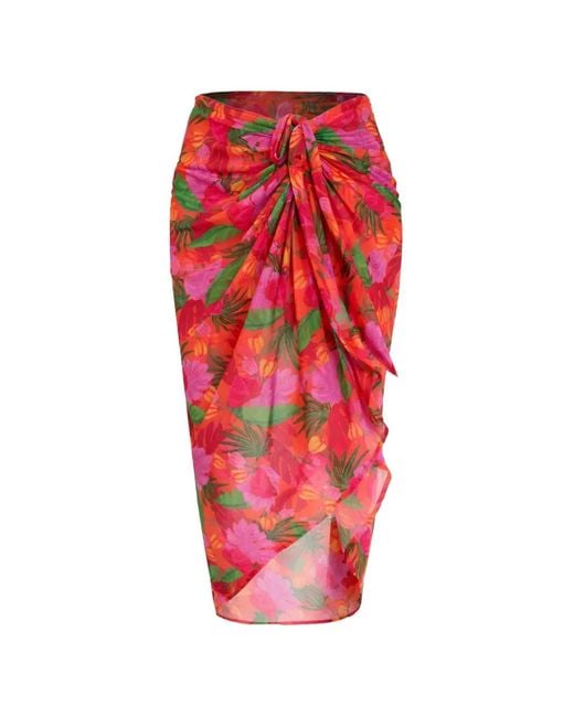 Banana Moon Red Lenai Alameatul Floral Skirt