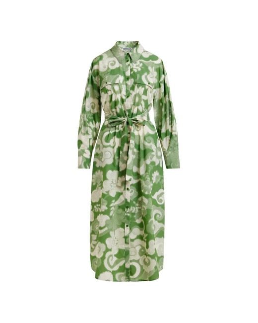 Essentiel Antwerp Jaudi Floral-Print Belt Midi Dress in Green | Lyst UK Essentiel Antwerp Jaudi Floral-Print Belt Midi Dress in Green | Lyst UK