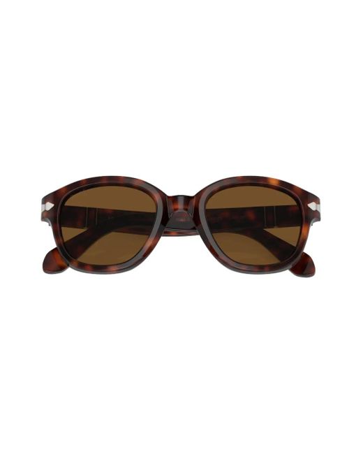 Persol Brown Tortoiseshell Effect Round Frame Sunglasses
