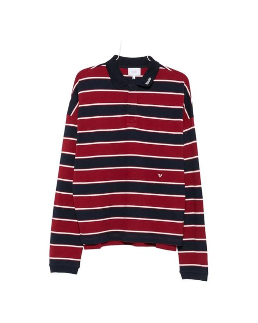 Rhude Red Striped Long-Sleeve Polo Shirt for men