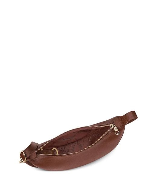 Longchamp Brown Small Le Foulonné Grained-Leather Cross Body Bag