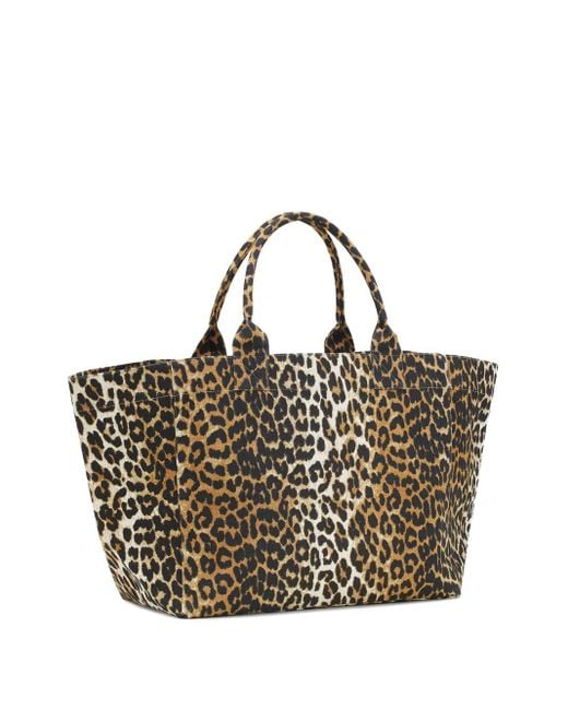 Bolso shopper con estampado de leopardo Ganni de color Multicolor