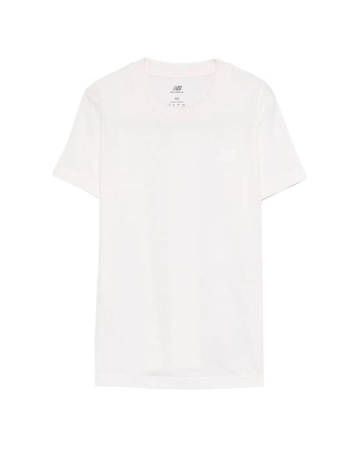 New Balance White T-Shirt À Détail De Logo