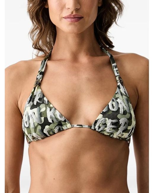Kurt Geiger Black Eagle Camouflage-Print Bikini Top