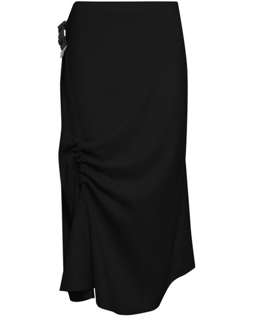 UMA | Raquel Davidowicz Black Fosforo Draped Midi Skirt