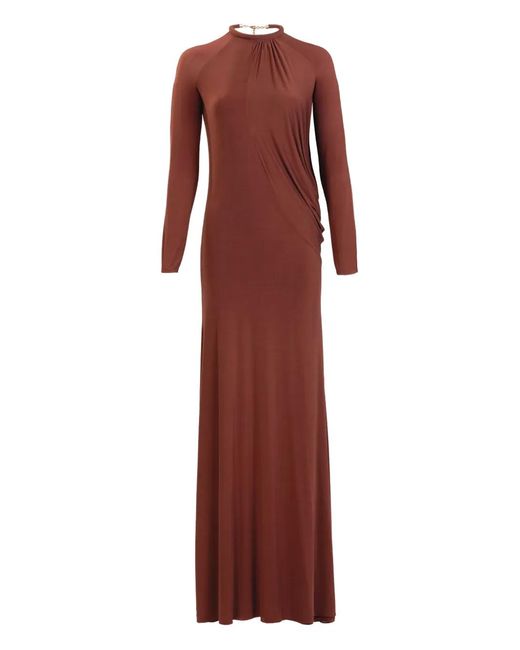 Silvia Tcherassi Women's Red Lais Draped Long-Sleeve Maxi Dress