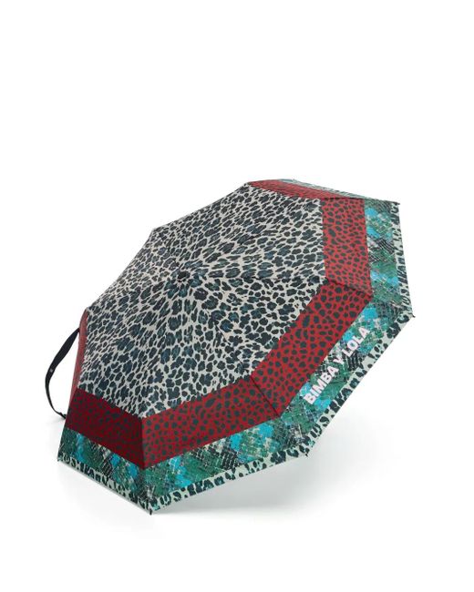 Bimba Y Lola Gray Regenschirm mit Leoparden-Print
