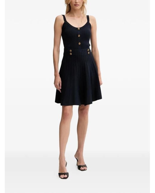 Guess Black Emmie Ribbed-Knit Button Top