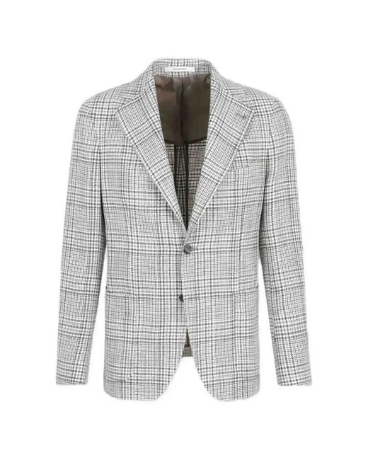 Tagliatore Gray Houndstooth Single-Breasted Blazer for men