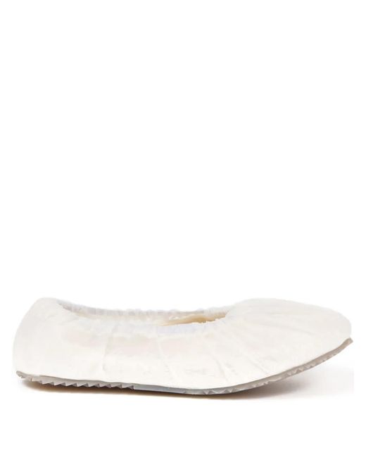 Maison Margiela White Ballerines À Fronces