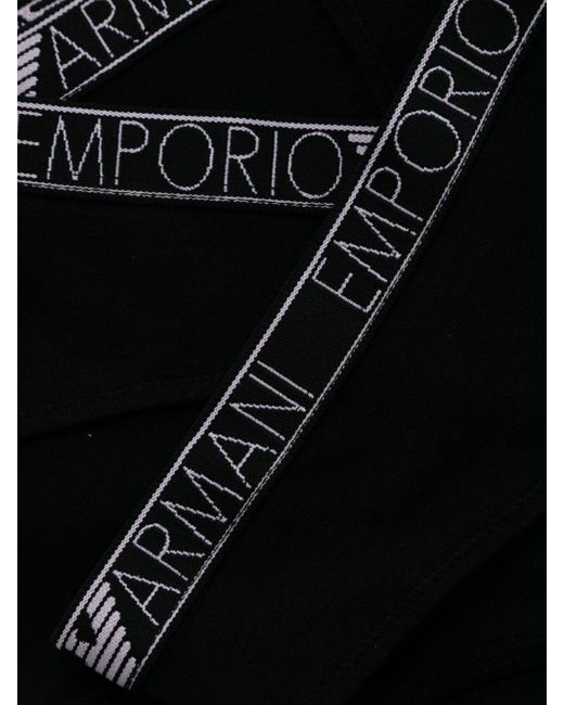Emporio Armani Black Logo-waistband Briefs (pack Of Two)