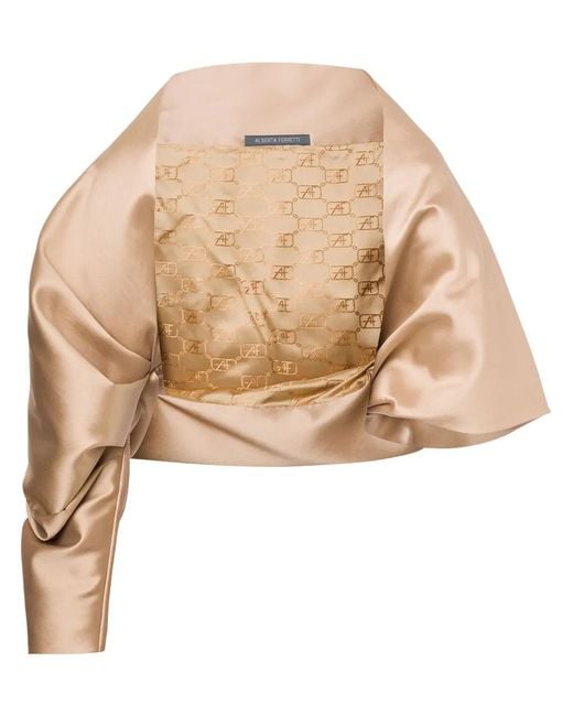 Alberta Ferretti Natural Asymmetric Satin Jacket