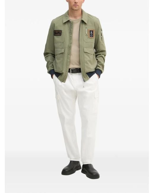 Aeronautica Militare Green Logo-Patch Military Jacket for men