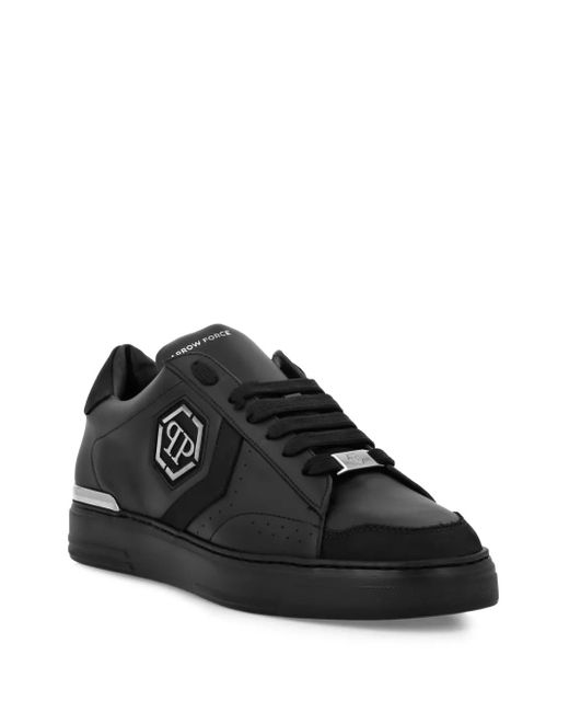 Philipp Plein Black Hexagon Low-Top Sneakers