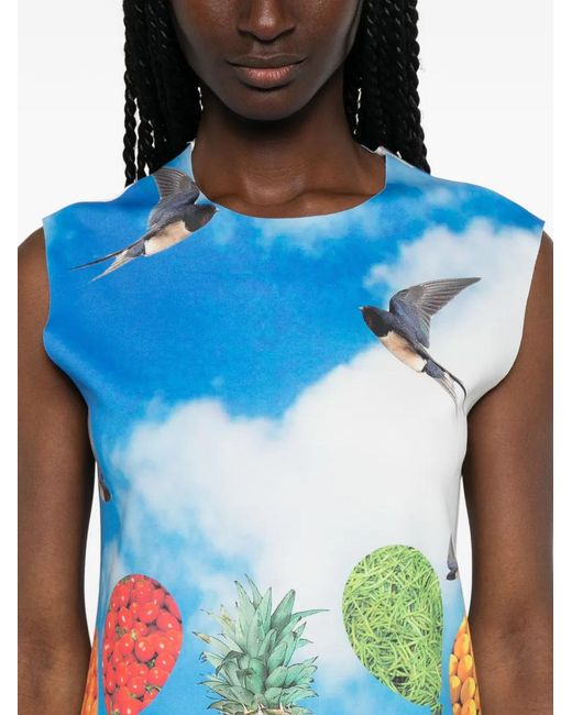 The Artistylist Blue Graphic-Print Mini Dress