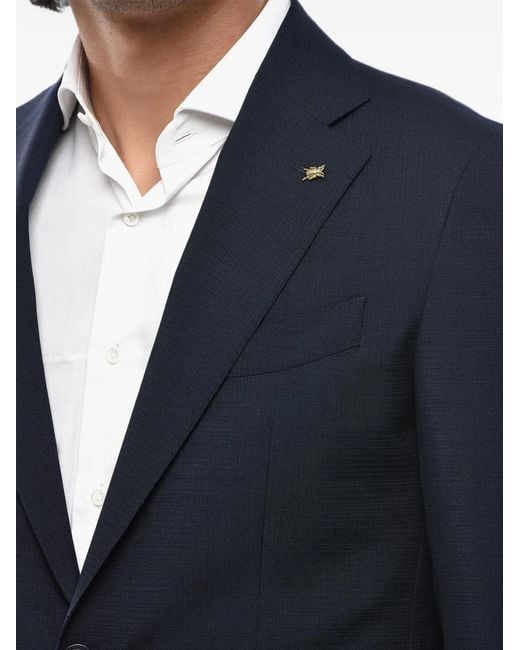 Corneliani Blue Single-Breasted Flap-Pocket Jacket for men