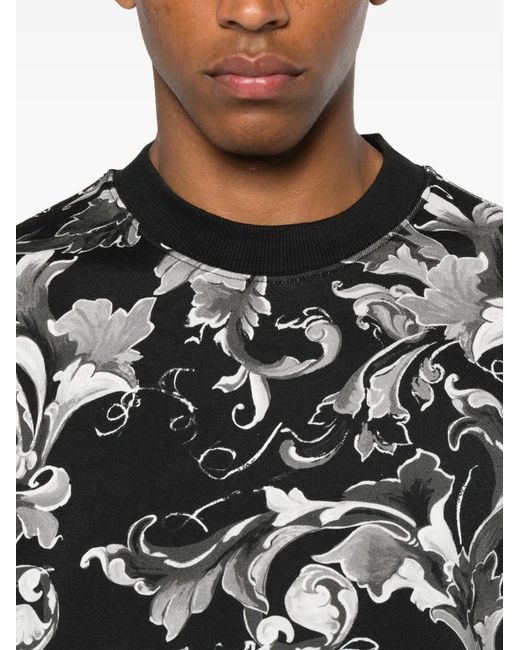 Versace Jeans Couture Black Baroque-Print Sweatshirt for men