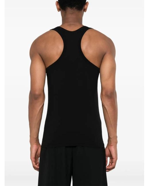 Yohji Yamamoto Black Numbers-Print Cotton Tank Top for men