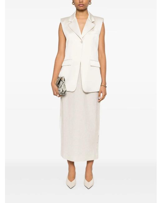 Patrizia Pepe White Satin-Finish Waistcoat