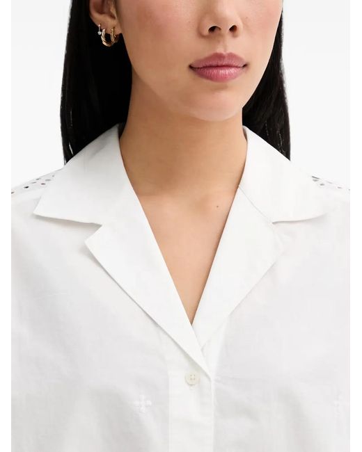 Marc O' Polo White Broderie-Anglaise Scalloped Shirt