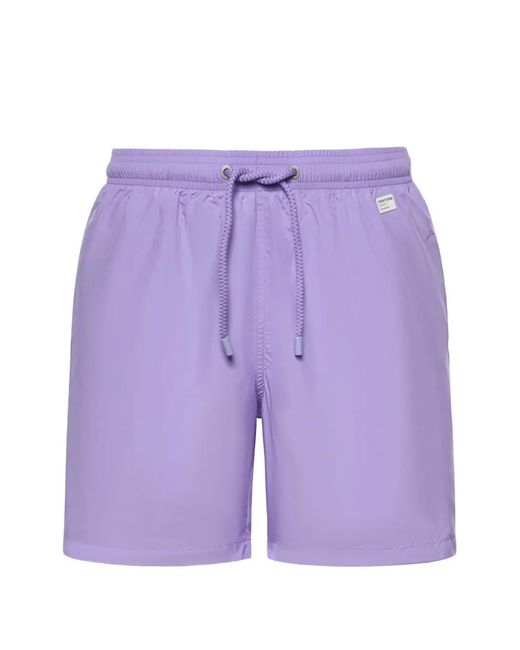 Mc2 Saint Barth Purple Logo-Patch Drawstring Swim Shorts for men