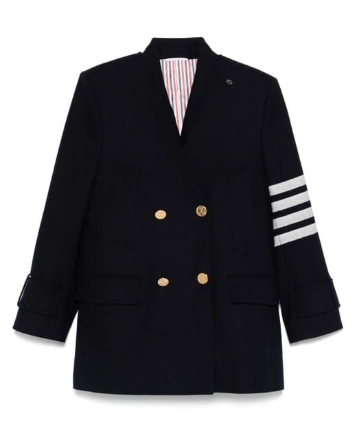 Thom Browne Blue 4 Bar Stripes Waistcoat And Peacoat Set
