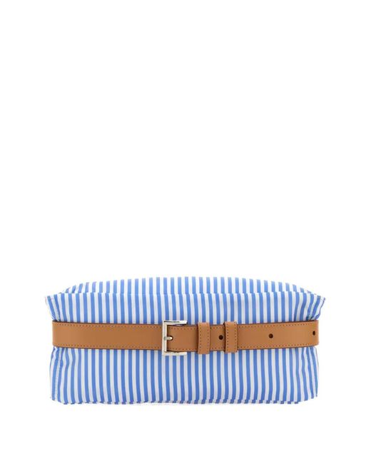 Prada Blue Striped-Pattern Belt Bag for men