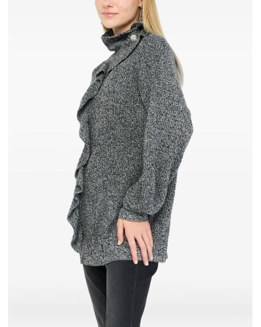 Jersey con cuello alto y volantes Liu Jo de color Gray