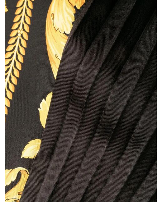 Versace Metallic Barocco Silk Midi Shirt Dress