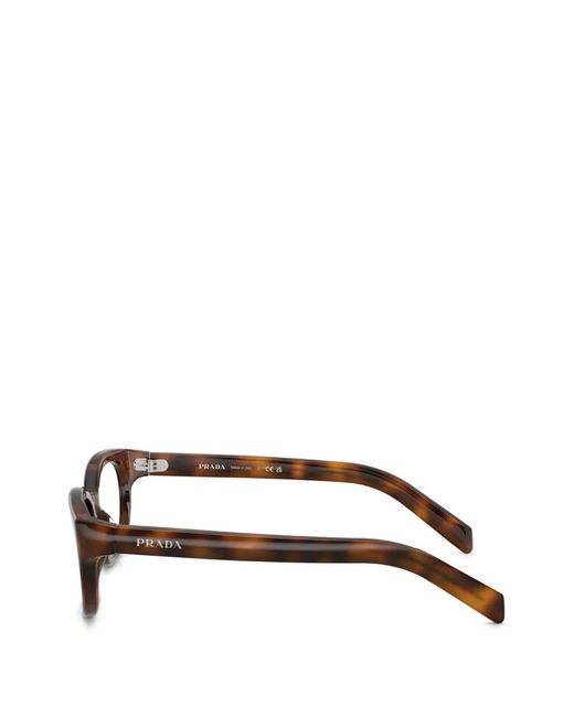 Prada Brown Tortoiseshell-Effect Rectangle-Frame Glasses