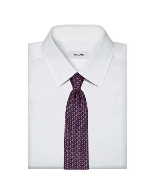 Ferragamo Purple Good-Luck Print Silk Tie for men