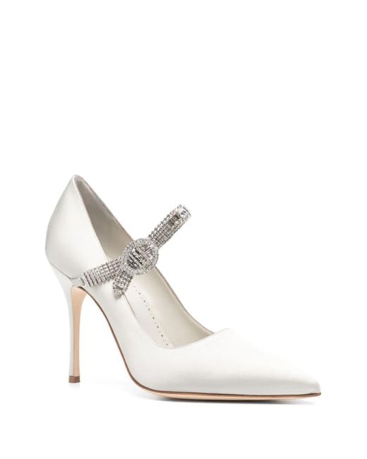 Manolo Blahnik White 105Mm Hamedi Pumps