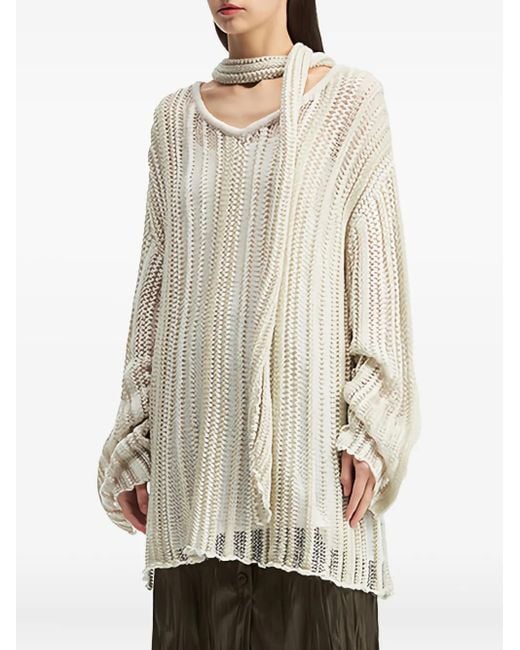 B+ AB White Open-Knit Sweater